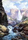 Thomas Moran Canvas Paintings - Waterfall in Yosemite